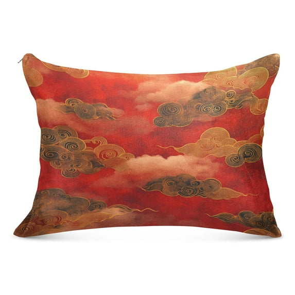 Cloud Pattern Chinese Traditional Soft Plush Pillow Cover, Zippered Design, Comfortable for Bedroom and Sofa