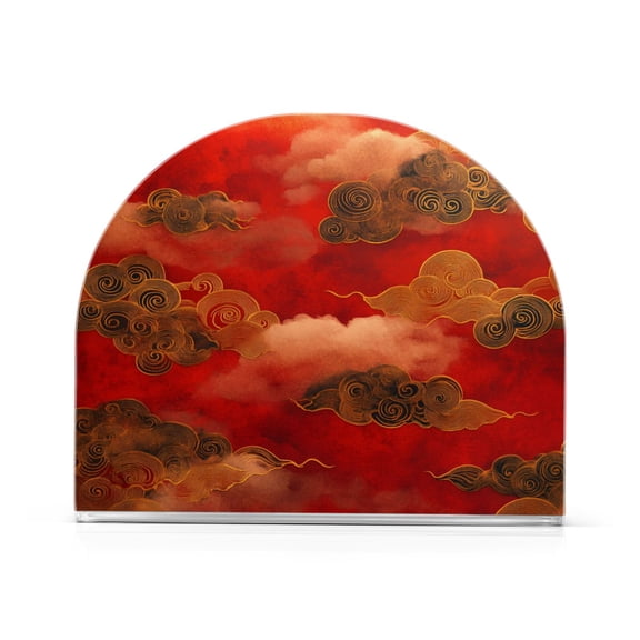 Cloud Pattern Chinese Traditional Thick U Shape Acrylic Napkin Holder Non Slip Space Saving for Kitchen