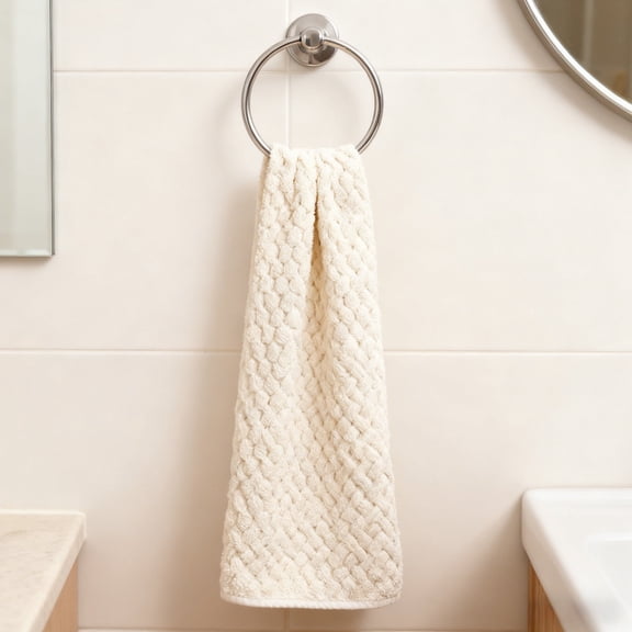 Cloud Pattern Coral Fleece Quick-Dry Towel for Face, Hair & Body, Soft Absorbent Polyester, 75x35cm, 1-Pack, Pink Blue Gray Beige