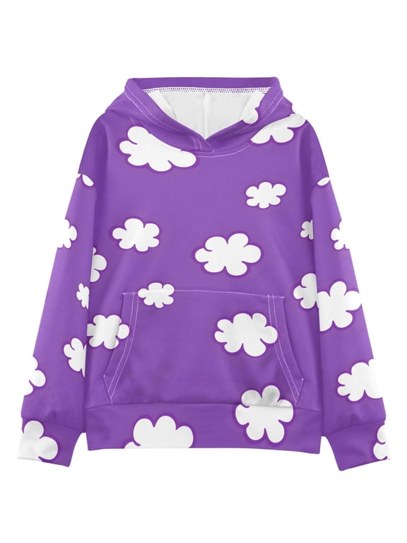 Cloud Pattern Kids Fashion Hoodie Soft Thick Pullover Sweatshirt Kangaroo Pocket Everyday X-Small