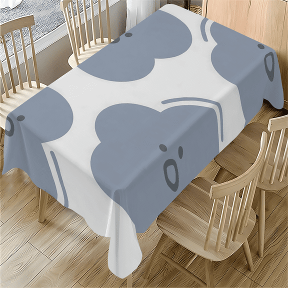 Cloud Pattern Rectangle Tablecloth 55 x 77.1 inches Soft Gray Cartoon Design for Dining Table Desk Party Outdoor Use