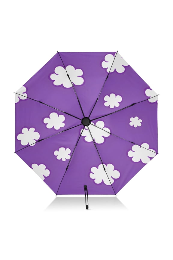 Cloud Pattern Umbrella Folding Sun Umbrella Travel Auto Open Close Large UV50+ 40in