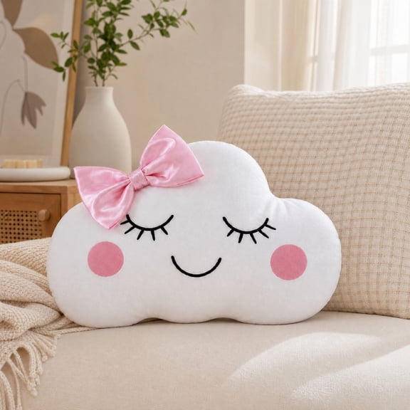 Cloud Pillow Bow Cloud Shaped Velvet Soft Stuffed Toy Decor For Nursery Sofa Bed Chair Car Head Cushion Girl Bedroom Decoration Throw