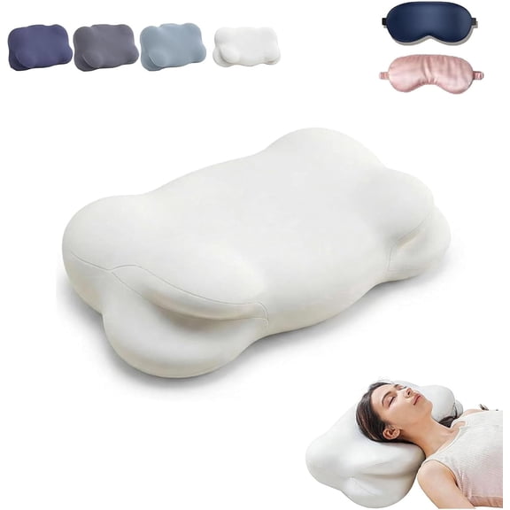 Cloud Pillow, Cloud Neck Pillow, Ergonomic Memory Foam Pillows, Adjustable Cervical Neck Support Pillow with Breathable Pillowcase for Side Back Stomach Sleepers (White)