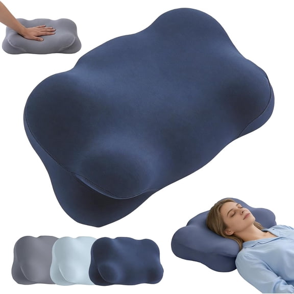 Cloud Pillow - Ergonomic Memory Foam Pillow with Cervical Support for Side Sleeper & Neck Pain Relief, Adjustable Contour Cooling Pillow for Adults, Back and Stomach Sleepers Alignment Support