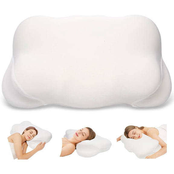 Cloud Pillow - Ergonomic Memory Foam Pillows, Adjustable Cervical Neck Support Pillow with Breathable Pillowcase for Side Back Stomach Sleepers (23.6 x 13.8 Inch)