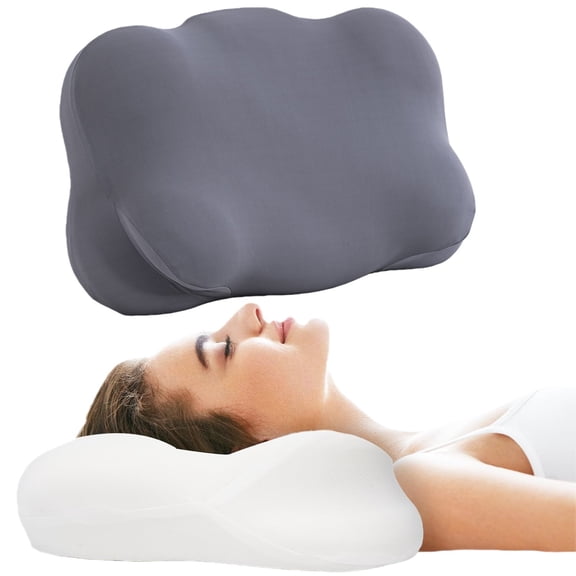 Cloud Pillow Ergonomic Memory Neck Support Pillow Adjustable Sleep Cushion with Breathable Pillowcase for Side Back Stomach Sleepers