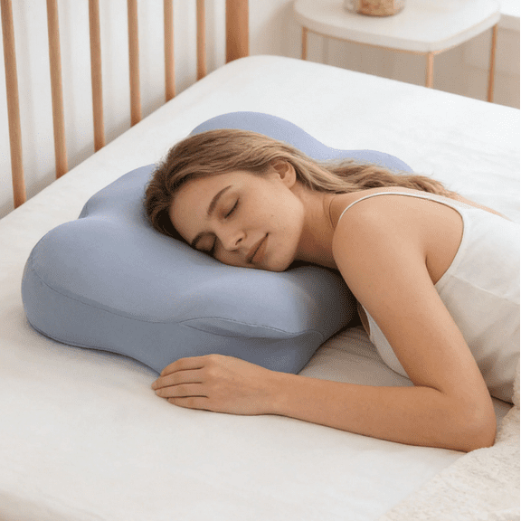 Cloud Pillow Large and Ultra Soft Ergonomic Memory Foam Pillows, Adjustable Cervical Neck Support Pillow with Breathable Pillowcase for Side Back Stomach Sleepers Blue