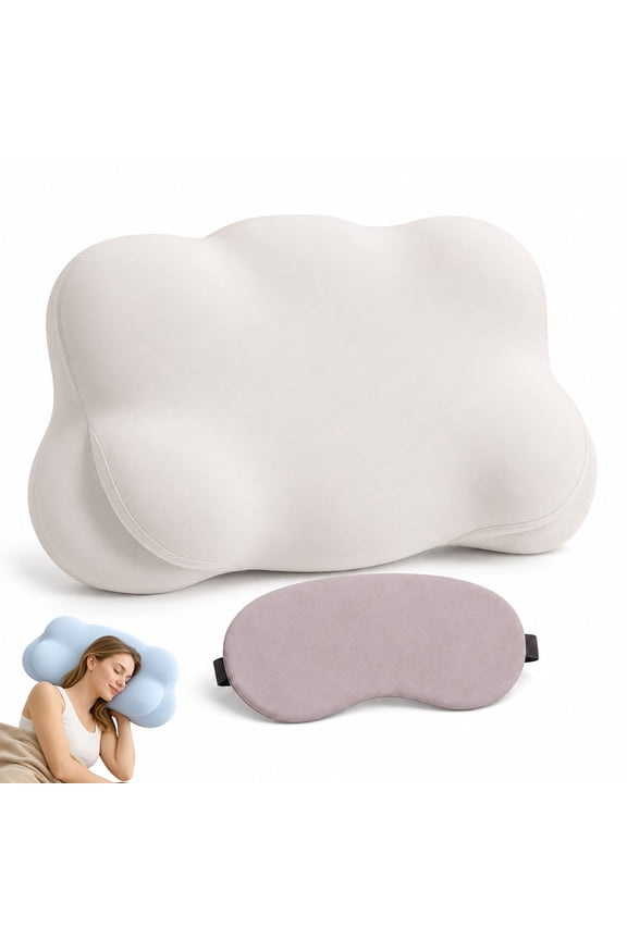 Cloud Pillow Mellow Sleep Pillow, Dual Height Contour Cervical Pillow For Back & Stomach Sleepers With Ergonomic Support