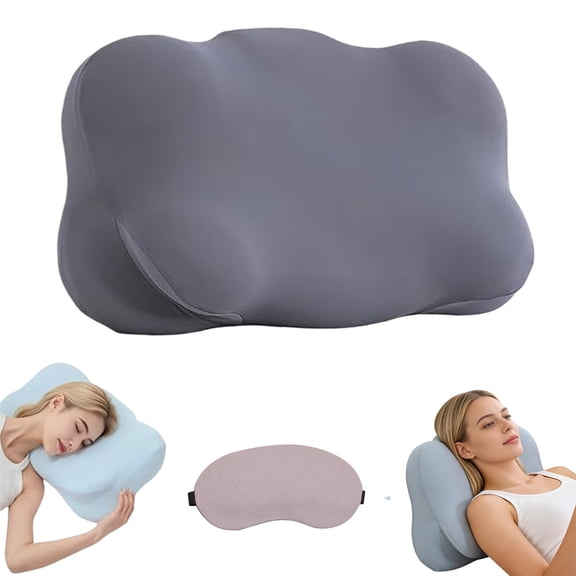 Cloud Pillow Mellow Sleep Pillow, Dual Height Contour Cervical Pillow For Back & Stomach Sleepers With Ergonomic Support