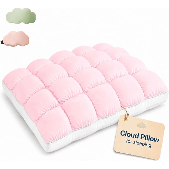Cloud Pillow for Sleeping, Fluffy Down Support Korea Puff Pillows, Soft Breathable Alternative Supportive Pillow for Back Stomach Side Sleepers, Machine Washable