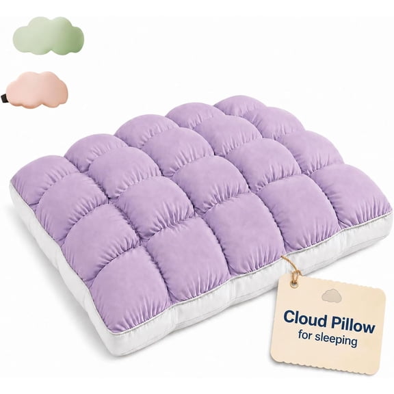 Cloud Pillow for Sleeping, Fluffy Down Support Korea Puff Pillows, Soft Breathable Alternative Supportive Pillow for Back Stomach Side Sleepers, Machine Washable