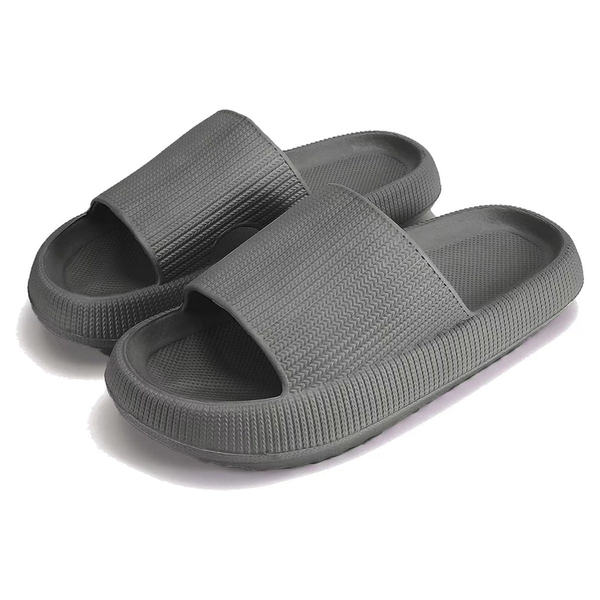 Pillow Slippers For Women And Men - Open Toe Thick Sole Cushioned Non-Slip Shower Sandals, Quick Drying House Slides, Lightweight Cloud Slippers