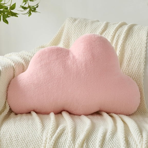 Cloud Pillows, Decorative Throw Pillow with Soft Plush for Couch Bed, Cloud Shaped Pillow Room Decor with Fluffy Faux   for Living Room Bedroom (, 11.8x18.5 Inches)