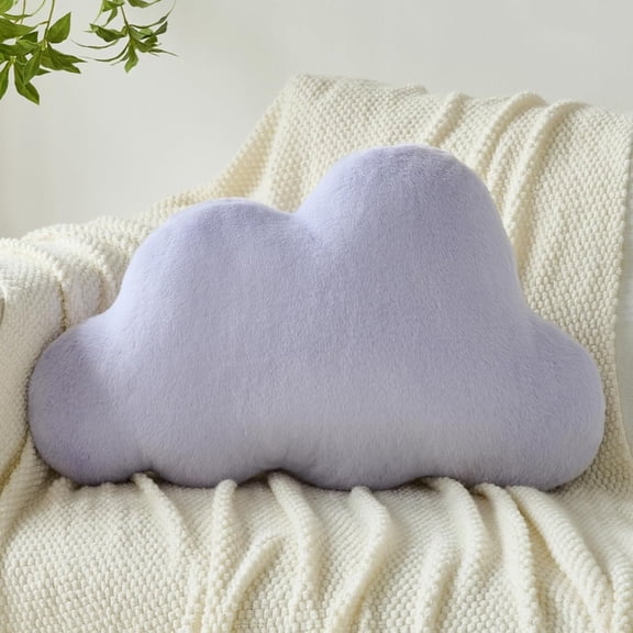 Cloud Pillows, Decorative Throw Pillow with Soft Plush for Couch Bed, Cloud Shaped Pillow Room Decor with Fluffy Faux for Living Room Bedroom (Lavender Purple, 14.5x22.4 Inches)