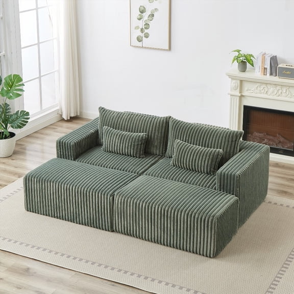 Cloud Plush 87" Oversized Sectional Lounge Chaise, No Assembly Hassle, Two Removable Footstools & Comfortable Backrest Pillow