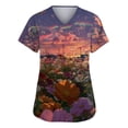 thumbnail image 1 of Cloud Printed Scrubs For Women Vneck Medical Scrub Tops Short Sleeve Stretch Nurse Uniform Fashion Scrub Tops With Pocket Purple Pink XXXXL, 1 of 5