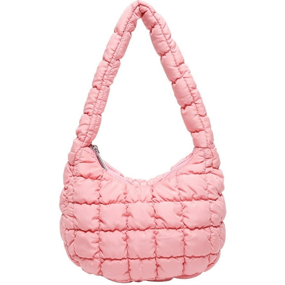 Cloud Puff Mini Shoulder Bag for Women - Lightweight Quilted Tote with Zipper, Stylish Casual & Travel Handbag(Pink)