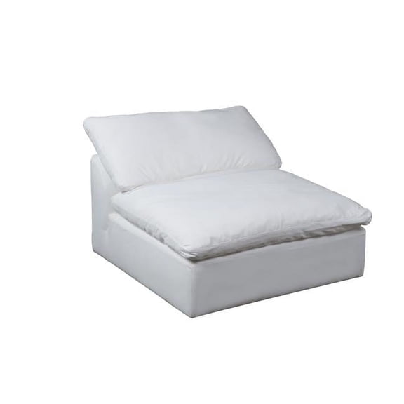 Cloud Puff Slipcovered Armless Sofa Sectional Modular Chair - Performance White