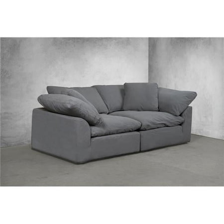 Cloud Puff Slipcovered Modular Sectional Sofa - Performance Gray 2 Piece