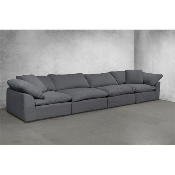 Cloud Puff Slipcovered Modular Sectional Sofa - Performance Gray 4 Piece
