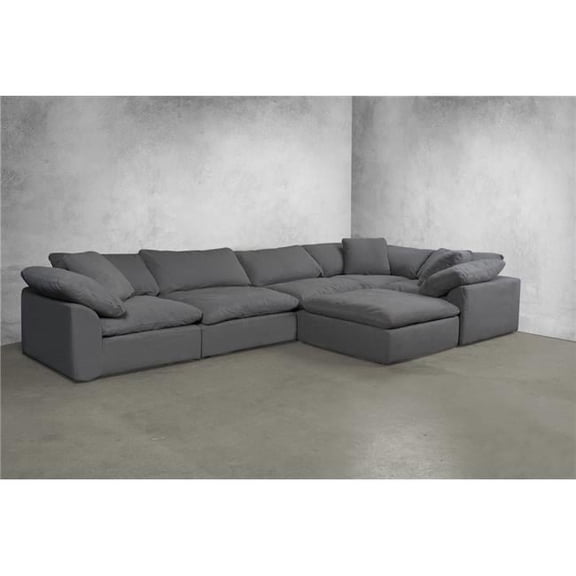 Cloud Puff Slipcovered Modular Sectional Sofa - Performance Gray 6 Piece