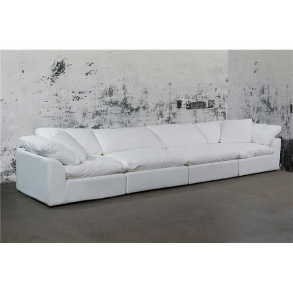 Cloud Puff Slipcovered Modular Sectional Sofa - Performance White 4 Piece