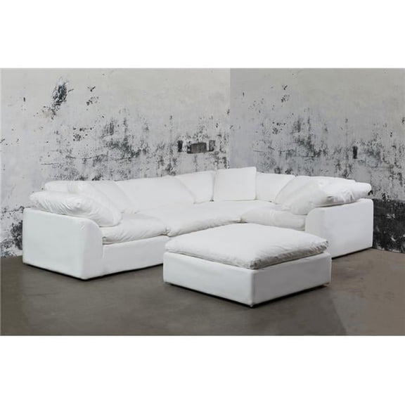 Cloud Puff Slipcovered Modular Sectional Sofa - Performance White 5 Piece