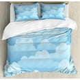 thumbnail image 1 of Cloud Queen Size Duvet Cover Set, Digital Design Consecutive Segments Lamellar Look of Cumulus Cloud Pattern, Decorative 3 Piece Bedding Set with 2 Pillow Shams, Blue and Pale Blue, by Ambesonne, 1 of 3