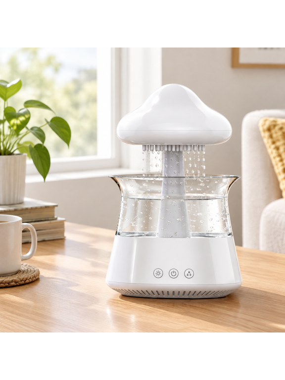 Cloud Rain Humidifier with Sleep Aid Sounds, LED Night Light, Mushroom Design for Bedroom and Room Decor