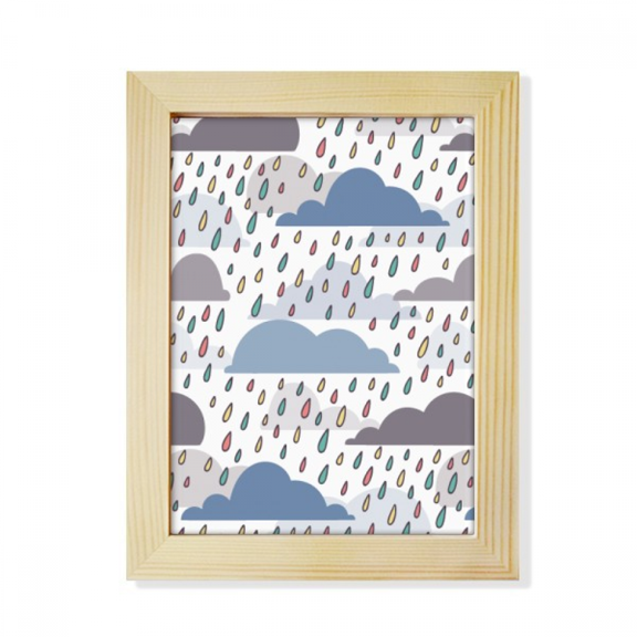Cloud Rain Weather Drip Pattern Desktop Adorn Photo Frame Display Art Painting Wooden
