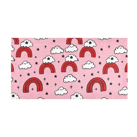 Cloud Rainbow Pattern Bath Mat 39x20 Inch Soft Absorbent Non-Slip Plush Bathroom Rug for Floor