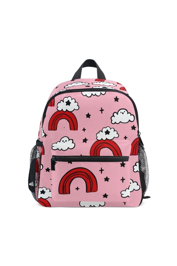 Cloud Rainbow Pattern Mini Backpack Cute Small Backpack with Chest Strap and Whistle Ages 3-8