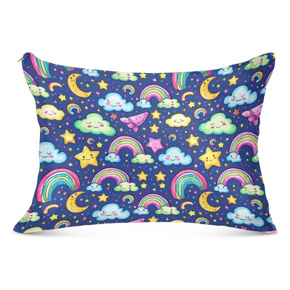 Cloud Rainbow Star Moon Plush Pillow Cases Standard Size Ultra Soft Warm Pillowcases with Zipper 20"x26"