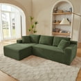 thumbnail image 1 of Cloud Sectional Couch,Modern Modular Sleeper Sectional Sofa with Deep Seat,Corduroy Boneless Couches with L-Shape Chaise for Living Room, Bedroom, Apartment (Green, Left Facing Chaise), 1 of 6