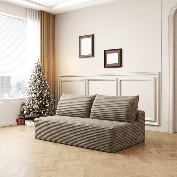 Cloud Sectional Couch,Modern Modular Sofa with Deep Seat, Upholstered Couches for Living Room Bedroom,No Assembly Required,Camel (Plush Corduroy Fabric)