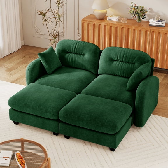 Cloud Sectional Couches,Premium Chenille Fabric Soft Throw Pillows,High-Density Foam Ergonomic Design Easy Install,Green