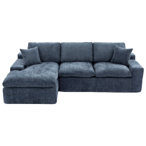 Cloud Sectional Sofa 107.9" Upholstered Sofa Couch with Double-Layer Cushion and Side Pockets, Free-Combined Sectional Sofa Full-Compressed Sofa for Living Room (Blue)