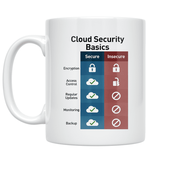 Cloud Security Basics Comparison Chart - Tech Enthusiast - 11 oz Ceramic Coffee Mug
