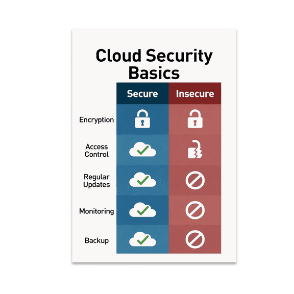 Cloud Security Basics Comparison Chart - Tech Enthusiast - 13x19 Poster Print