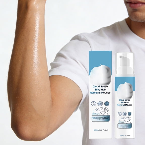Cloud Sense Silky Hair Removal Mousse for Men 100ml Gentle Formula for Various Body Areas, Easy Apply & Rinse