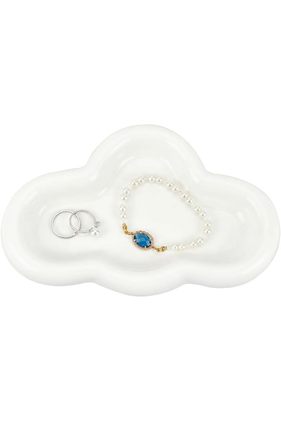 Cloud Shape Ceramic Jewelry Plate for Rings Bracelets Necklaces WhiteSmoke 135x210x28mm