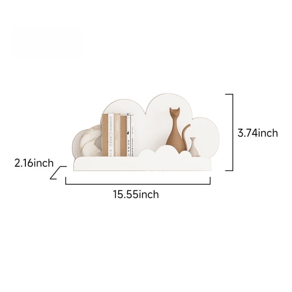 Cloud Shape Floating Wall Shelf - Wooden Wall Mounted Storage Rack - Farmhouse Home Decor for Entryway Living Room Display Virelaxpo