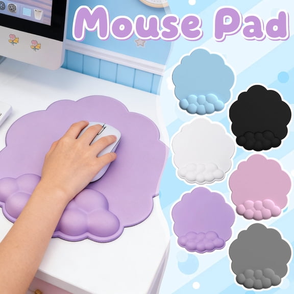 Cloud Shape Mouse Pad with Wrist Support - Memory Cotton Keyboard Hand Rest, Non-slip Silicone Computer Laptop Desk Pad for Home Office