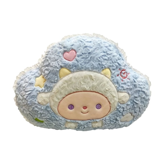 Cloud Shape Plush Pillow, Lamb Velvet Filled Cute Cartoon Cushion, Soft Aesthetic Bed Sofa Throw Support Bedding Furniture Accessory, Green