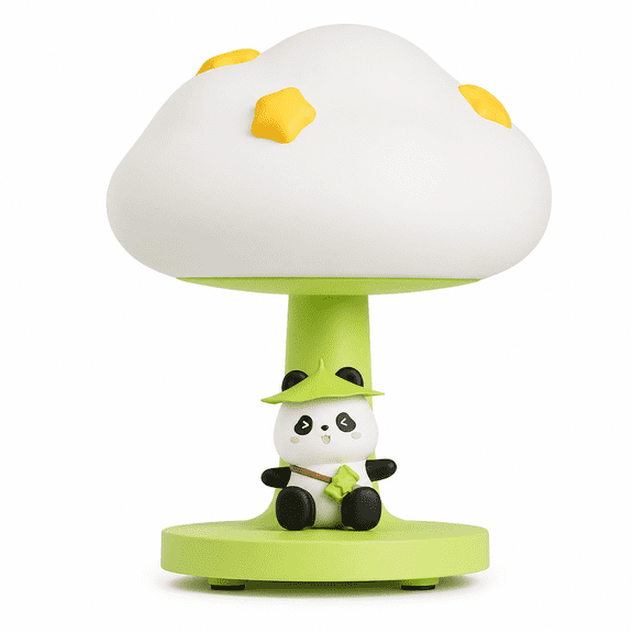Cloud Shape Warm LED Night Light with Bunny Base, Dimmable Soft Glow Bedside Ambient Lamp, Stable Anti-Tip Structure, Compact Decorative Lighting for Bedroom Nightstand Desk Late-Night Use