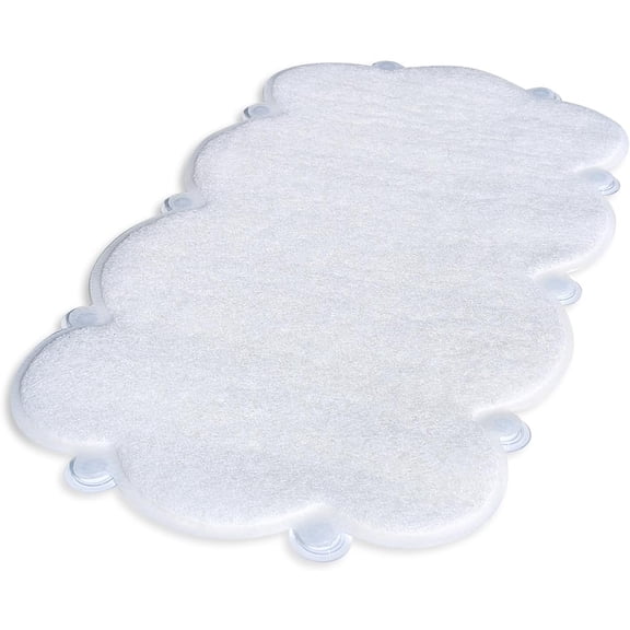 Cloud Shaped Bathtub Mat Non Slip, 17 x 29, Soft Loofah Cushioning for Sensitive Feet, Shower Foot Scrubber Mat, Built-in Product Protection, Machine Washable, White