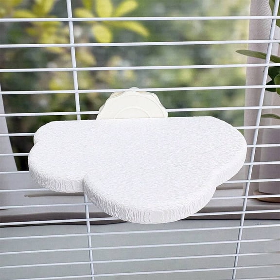 Cloud-Shaped Bird Perch Platform - White Cloud, Textured Resting Stand for Cage, 1 Piece
