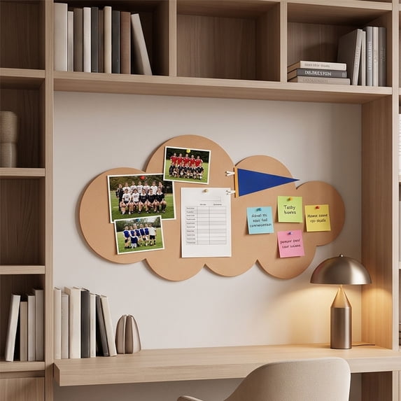 Cloud Shaped Bulletin Board, Adhesive Polyester Fiber Pin Board, Wall Mount Photo Display, Memo Board for Bedroom Living Room Office, 23.6 x 11.8 inch Brown