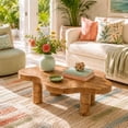 thumbnail image 1 of Cloud Shaped Coffee Table Natural Wood 40" with 4 Round Legs for Living Room, 1 of 8